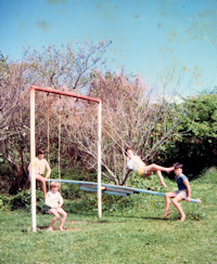 Siblings on Swings